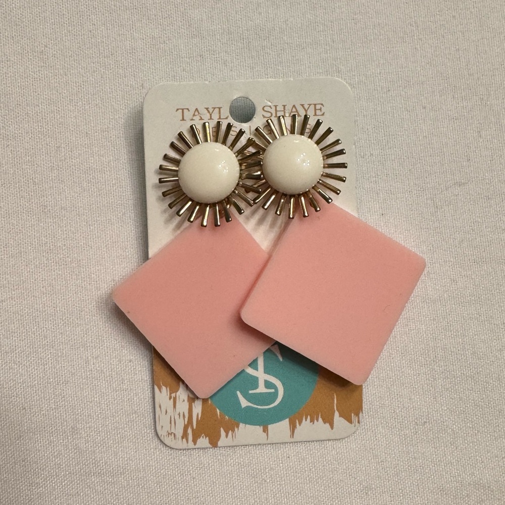 Taylor Shaye Pink Sunburst Drop Earrings - acrylic